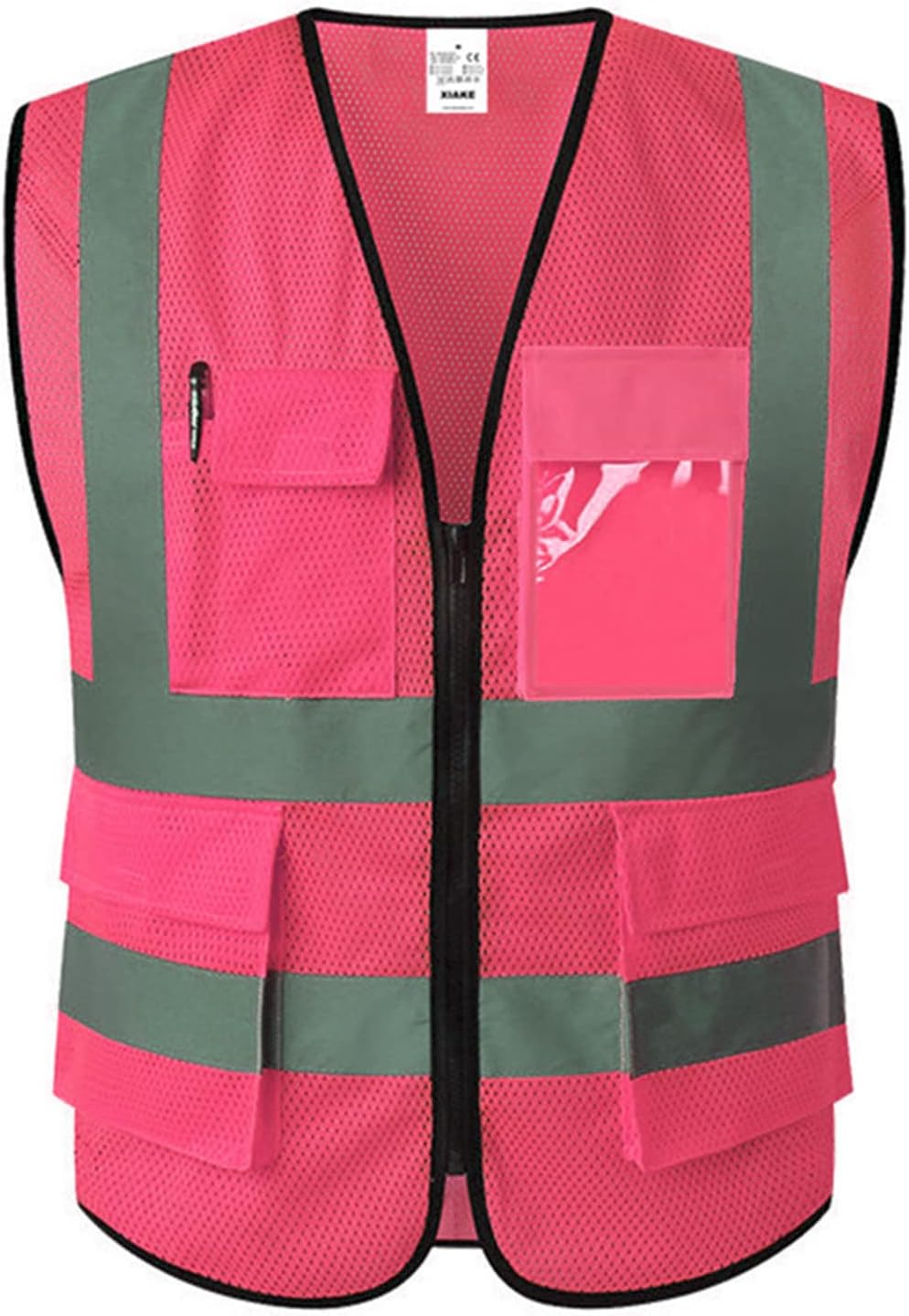 XIAKE Reflective Safety Vest for Men & Women High Visibility Class 2 Vest with Pockets Meets ANSI Standards