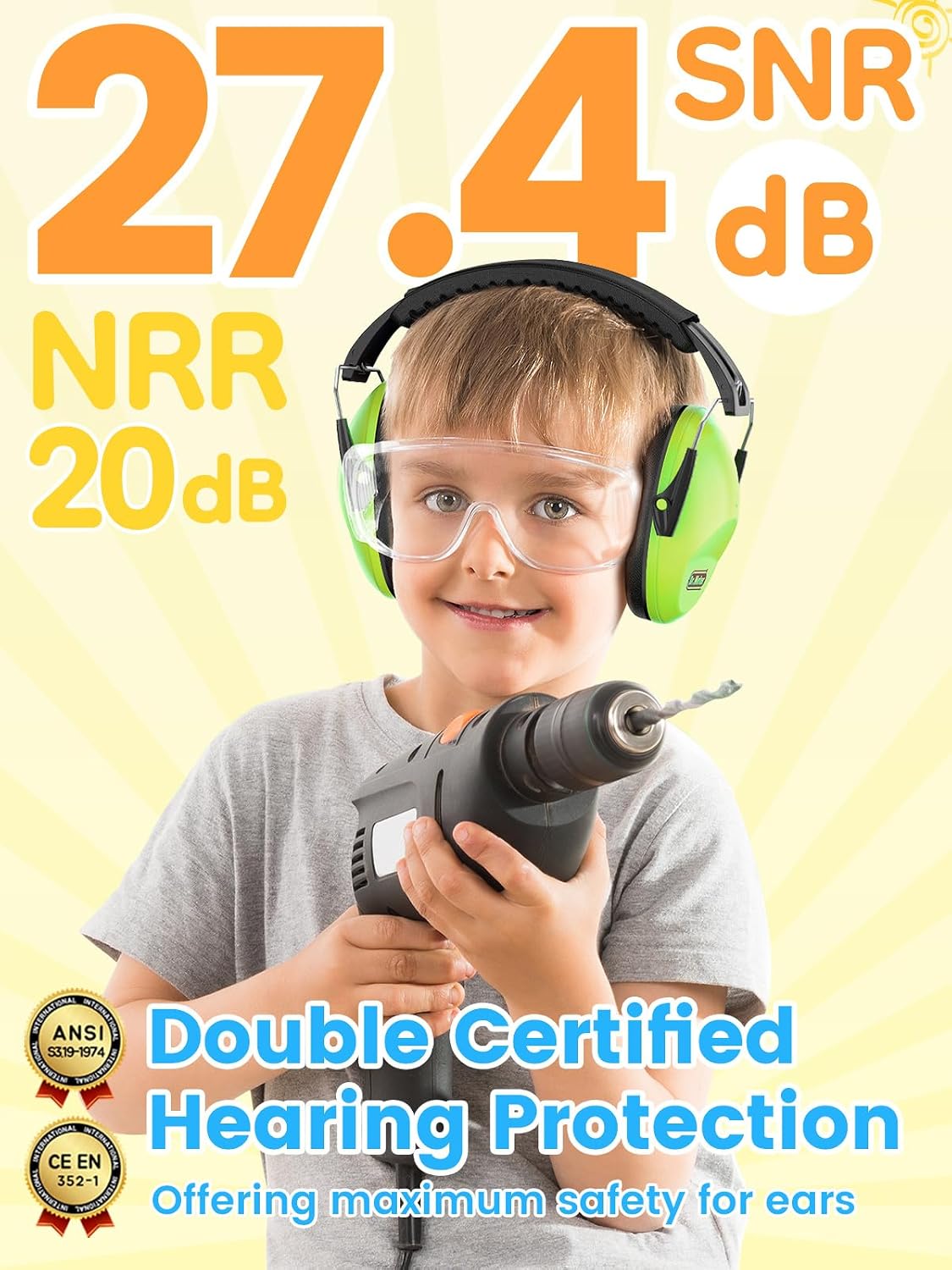 Dr.meter 3PACK Ear Muffs, Noise Cancelling Headphones for Kids Adults EM100
