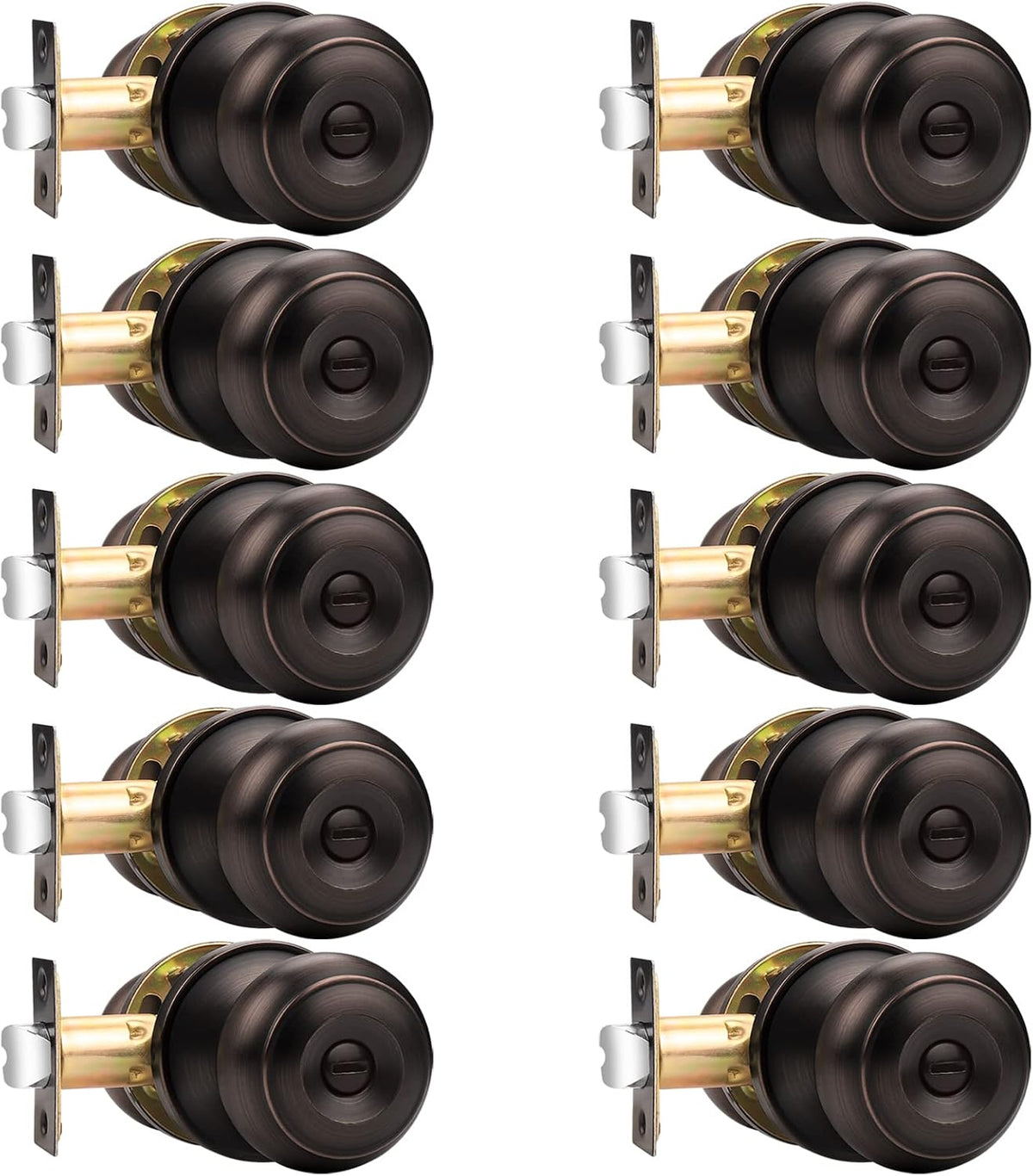 Probrico Oil Rubbed Bronze Door Knobs, Privacy Door Knob for Bathroom Bedroom, Interior Door Knobs with Thumb Turning Locking Button, 10 Pack