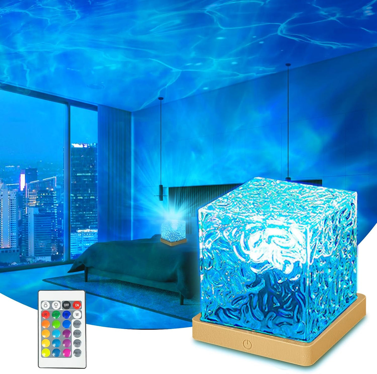 Ocean Wave Projector Light with Remote, 16 Color Ambient Lighting for Room
