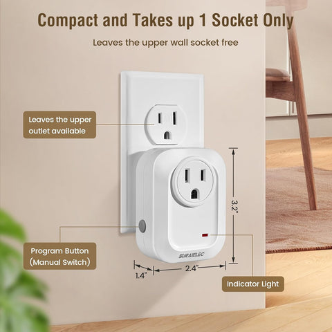 SURAIELEC Wireless Wall Switch Remote Control Outlet, 100 ft RF Range