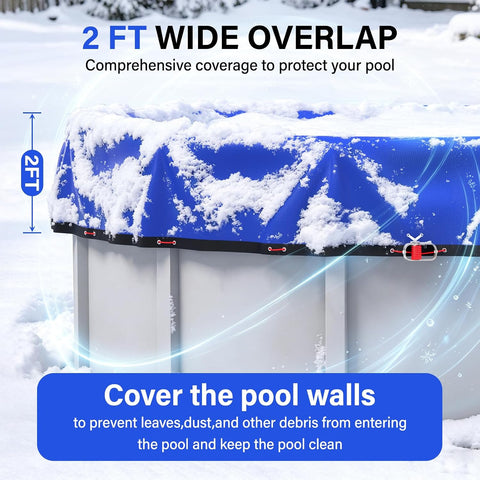 18FT Round Winter Pool Cover 500D Extra Thick Above Ground Pool Cover Blue