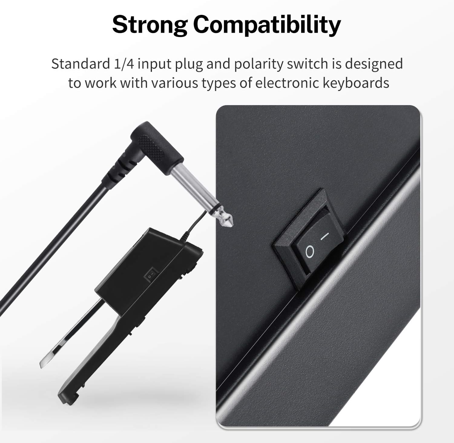 Donner DSP-001 Sustain Pedal for Keyboard, Universal Piano Pedal with Polarity Switch for Digital Piano/Piano Keyboard/MIDI KeyboardSynthesizer, 1/4'' (6.35mm) Input Plug, 63'' (1.6m) Cable
