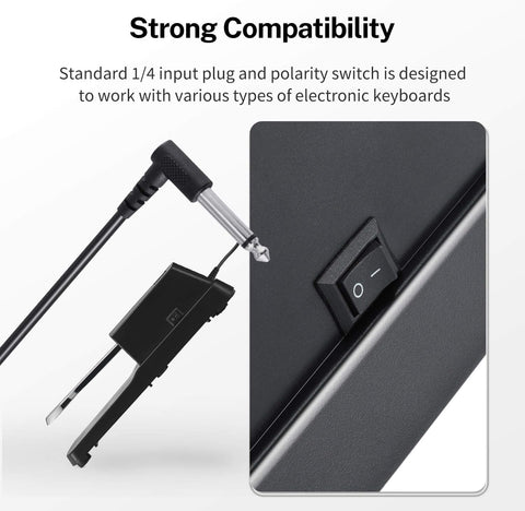 Donner DSP-001 Sustain Pedal for Keyboard, Universal Piano Pedal with Polarity Switch for Digital Piano/Piano Keyboard/MIDI KeyboardSynthesizer, 1/4'' (6.35mm) Input Plug, 63'' (1.6m) Cable