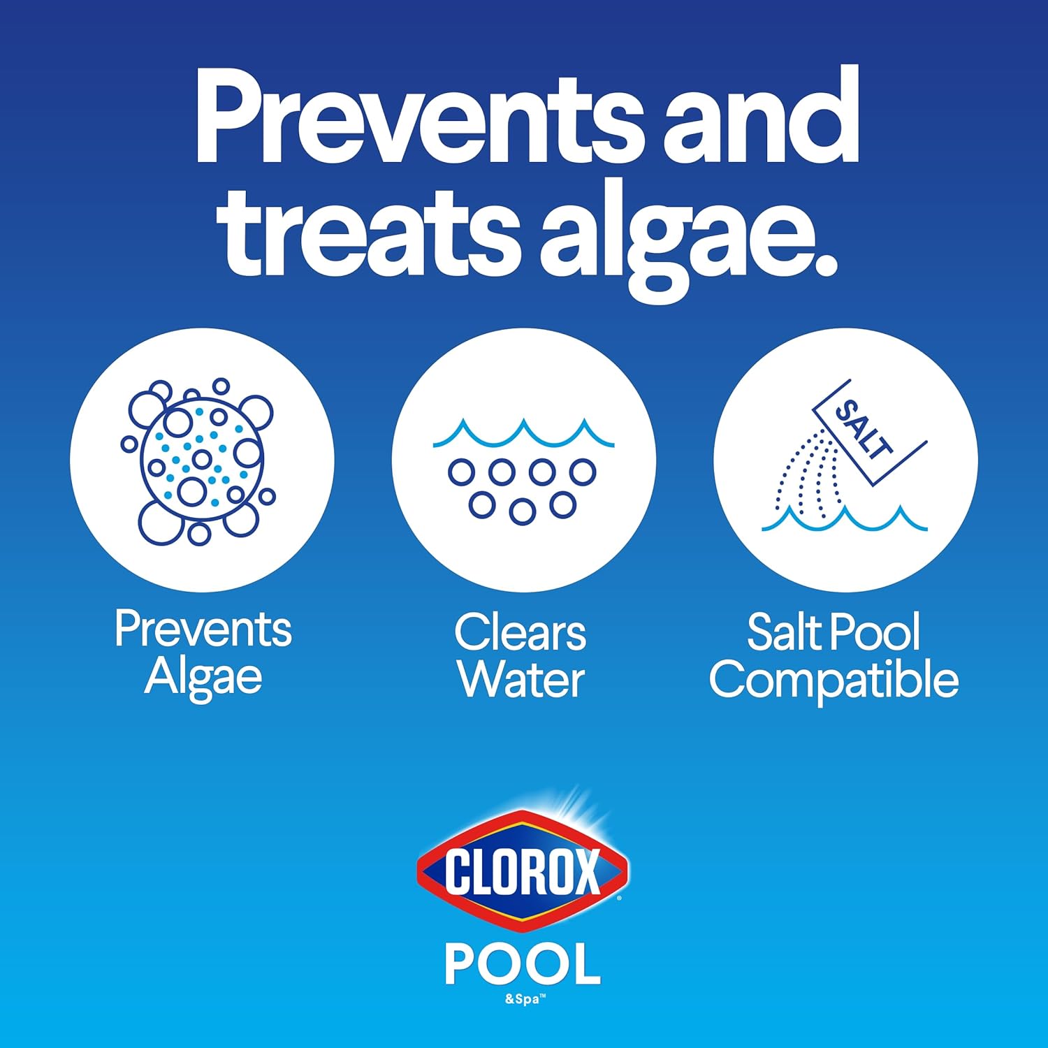 Clorox® Pool&Spa™ Swimming Pool Algaecide and Clarifier, Prevents and Treats Pool Algae, Clears Water, 128 Fl Oz (Pack of 1)