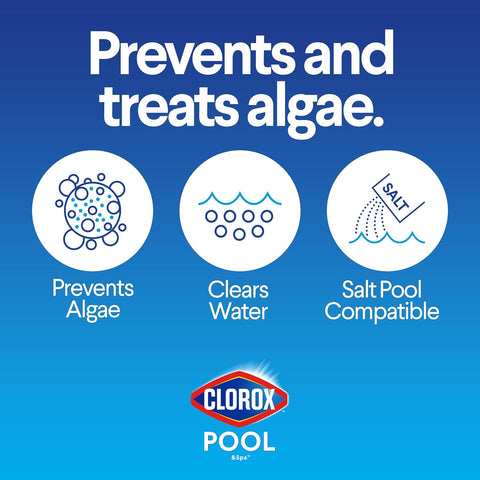 Clorox® Pool&Spa™ Swimming Pool Algaecide and Clarifier, Prevents and Treats Pool Algae, Clears Water, 128 Fl Oz (Pack of 1)