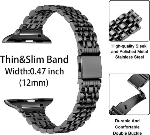 MioHHR Slim Metal Band Compatible with Apple Watch Bands 42/41/40/38mm