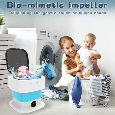 Small Washing Machine,16L Foldable Washer and Dryer Combo with 3 Cleaning Modes, Portable Compact Washer for Underwear, Baby Clothes Apartments,RV,Travel (Blue)