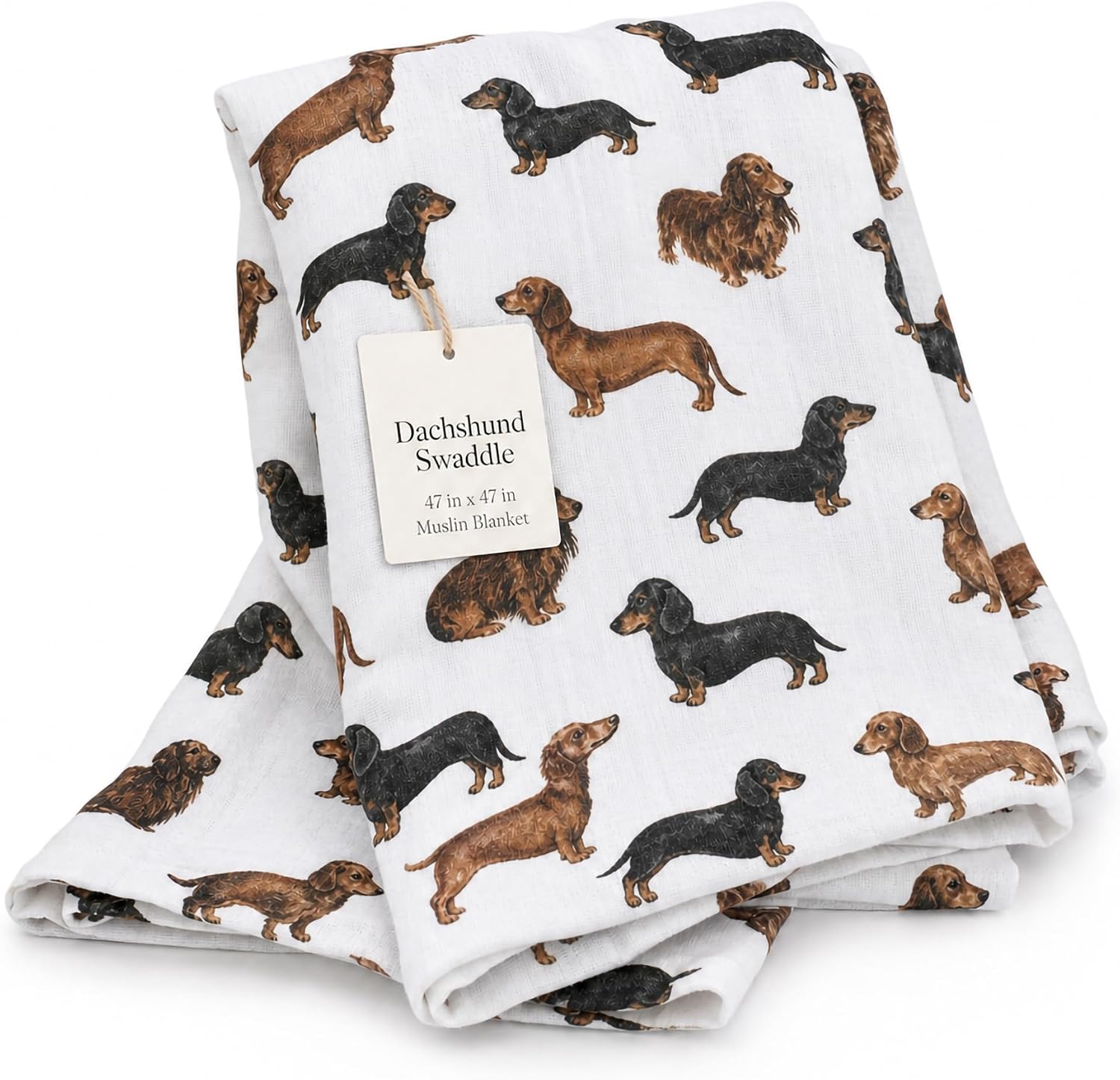 Mud Pie Dachshund Muslin Swaddle Blanket, Baby Blanket