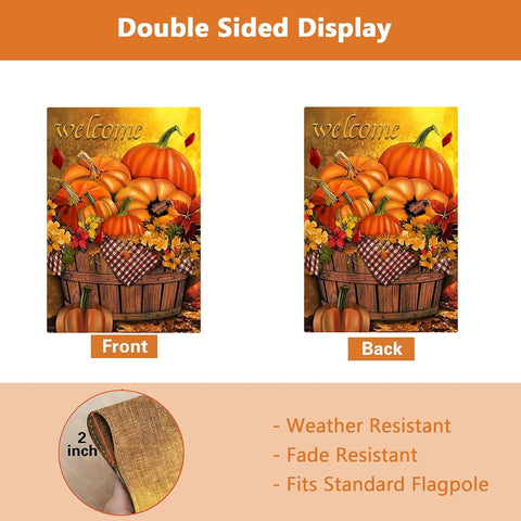 Babycop Fall Garden Flag 12x18 Inch, Fall Welcome Thanksgiving Pumpkin Flag