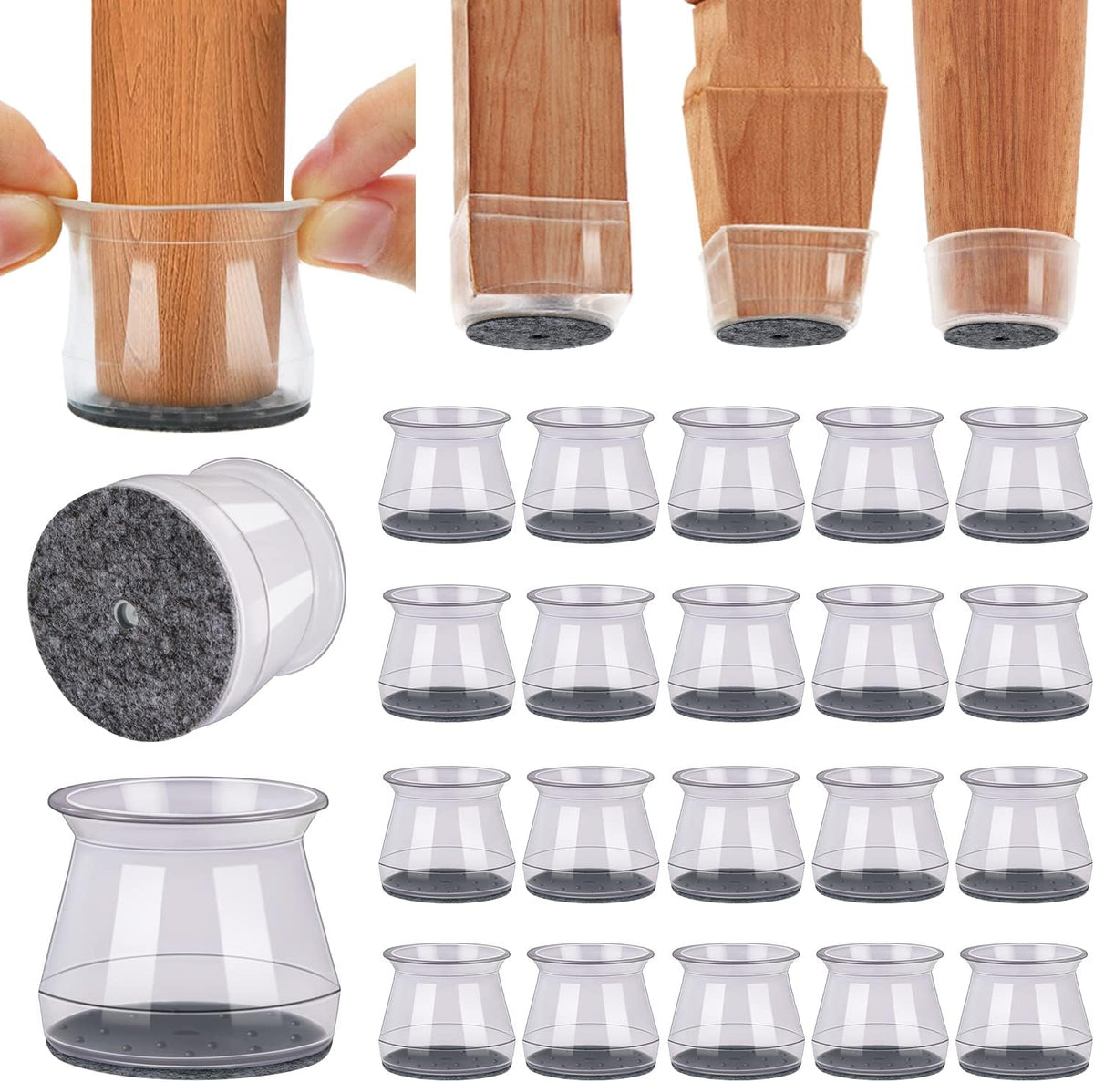 BUMACO 20Pcs Chair Leg Floor Protectors for Hardwood Floors Anti-Scratch