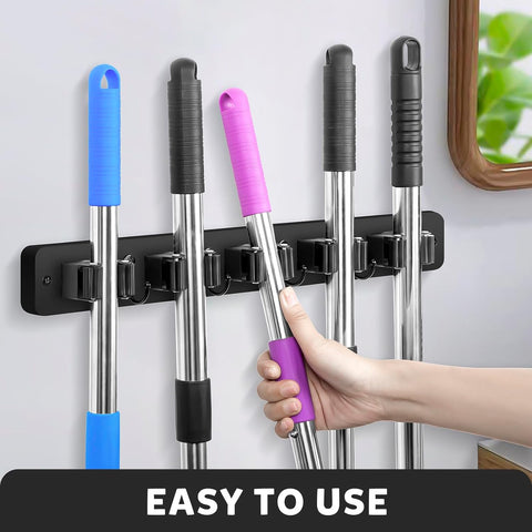 IMILLET Broom Holder Wall Mount, Rustic Broom Hanger for Laundry Room