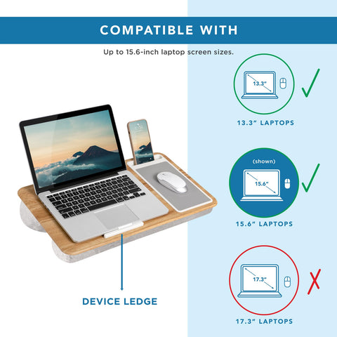 LAPGEAR Home Office Lap Desk with Device Ledge, Mouse Pad, and Phone Holder - Oak Woodgrain - Fits up to 15.6 Inch Laptops - Style No. 91589