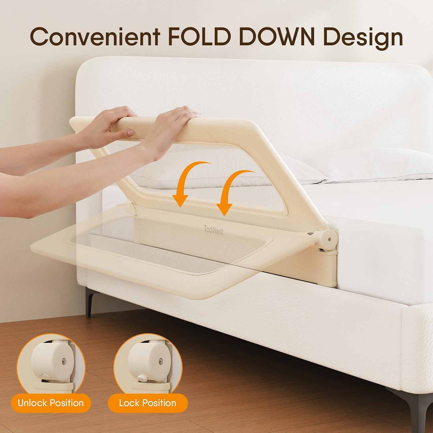 Bed Rail for Toddlers, 47 Inch Foldable Baby Guard