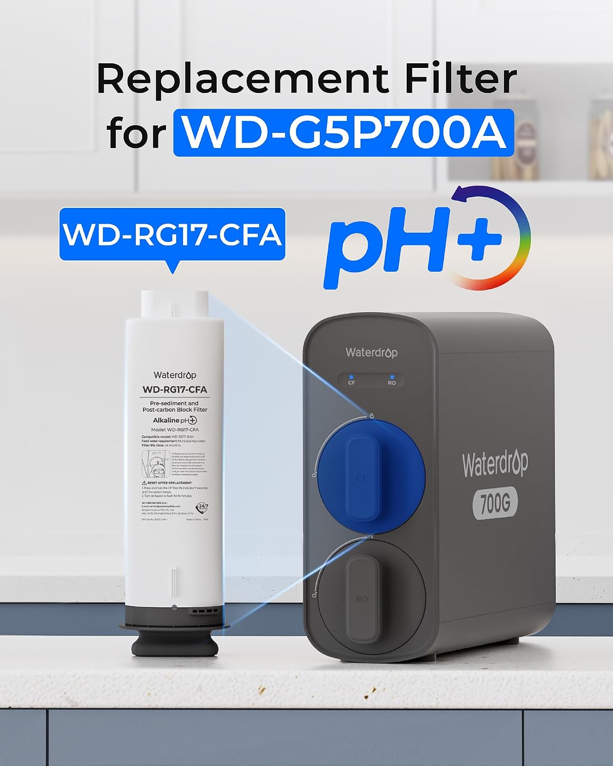Waterdrop G5P700A-CF Filter, Replacement for Waterdrop G5P700A RO System
