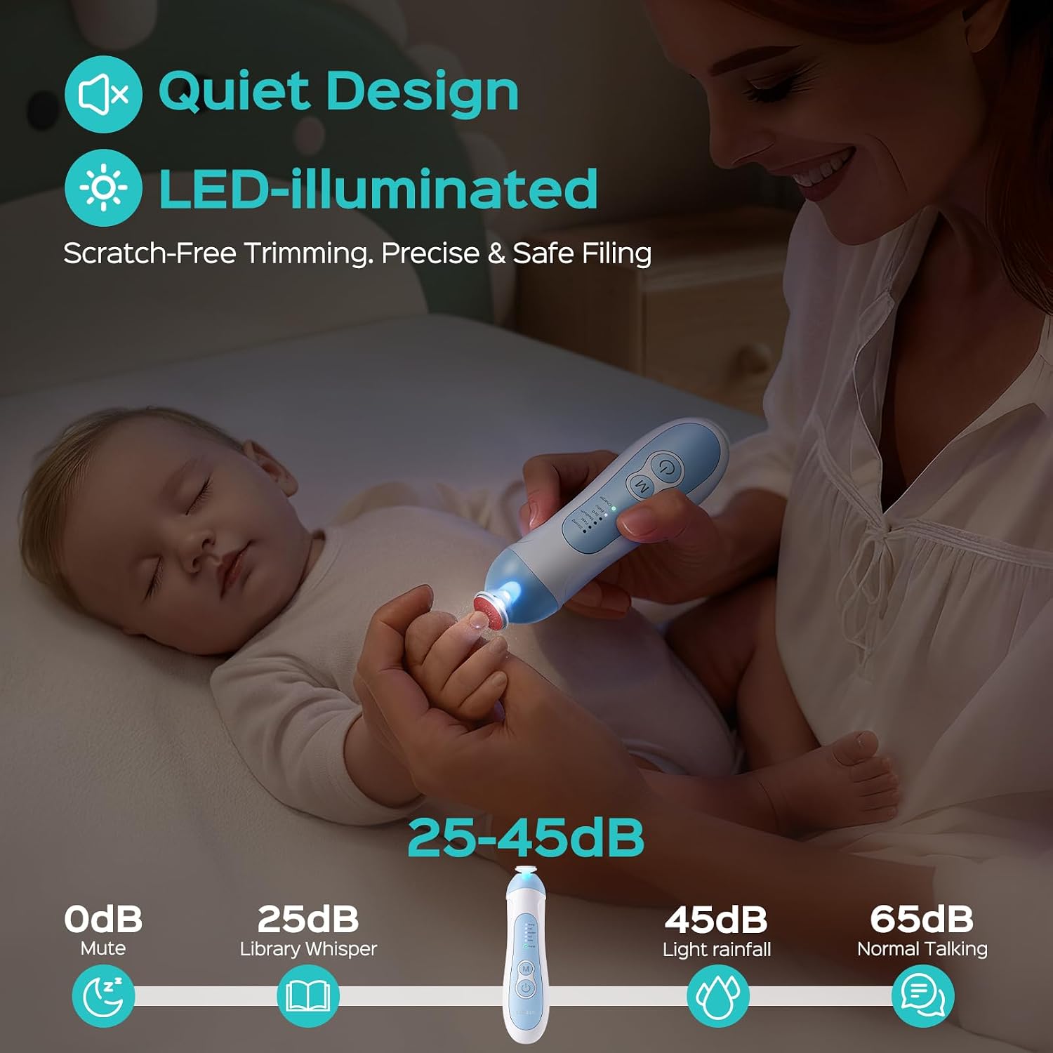 COSLUS C52 Baby Electric Nail File Trimmer, CPC Certified & Quiet, Blue