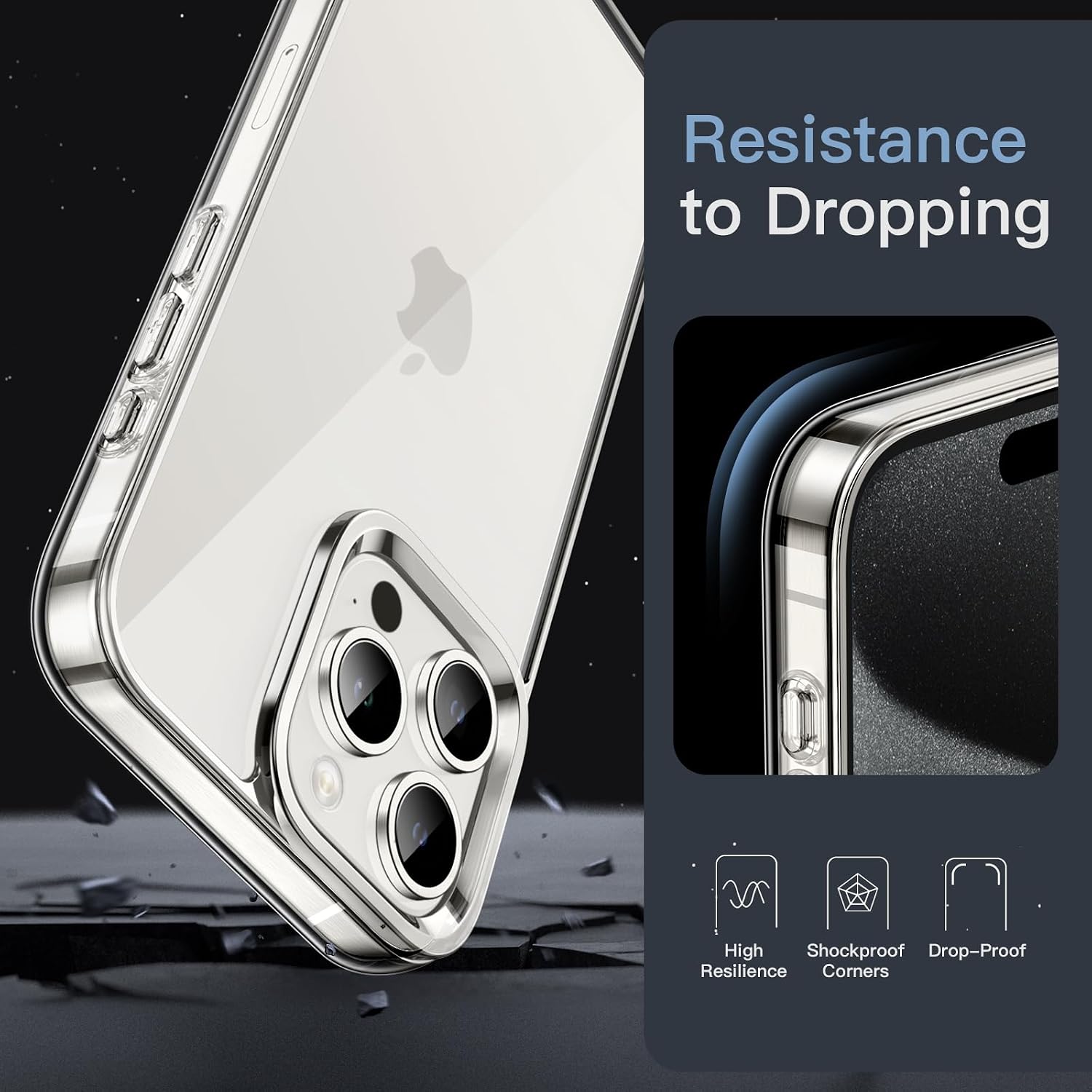 JETech Case for iPhone 15 Pro Max, Anti-Yellowing, Clear