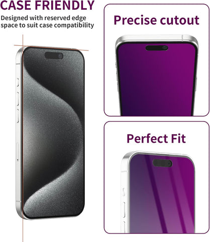2 Pack Privacy Screen Protector for iPhone 15 Pro Max Tempered Glass 6.7'' Anti-Spy Eye Protection Anti-Scratch Full Coverage