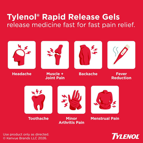 Tylenol Extra Strength Rapid Release Gels, 500 mg Acetaminophen, 100 Ct