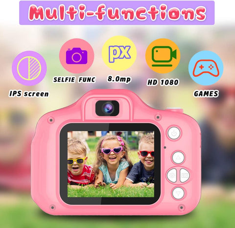 Seckton Upgraded Kids Selfie Camera, HD Digital Video Camera for Kids-Pink