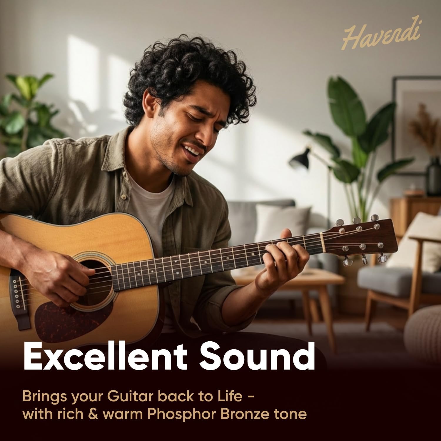 HAVENDI® Acoustic Guitar Strings Phosphor Bronze Coating I Premium Brilliant Sound Quality I Includes 3 Picks