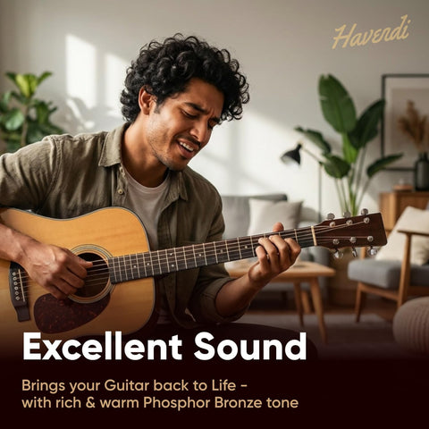 HAVENDI® Acoustic Guitar Strings Phosphor Bronze Coating I Premium Brilliant Sound Quality I Includes 3 Picks