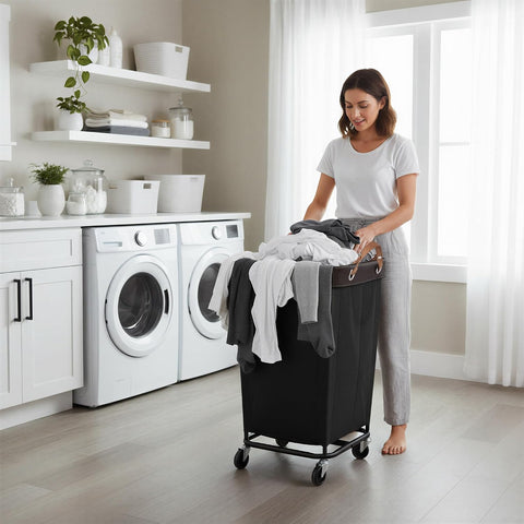 StorageWorks 160L Laundry Basket with Wheels, Rolling Hampers for Clothing