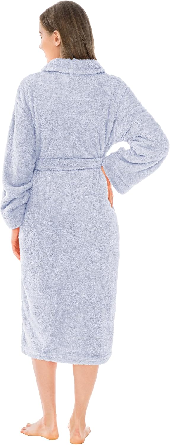 PAVILIA Premium Womens Plush Soft Robe, Fluffy Warm Fleece Sherpa Bathrobe