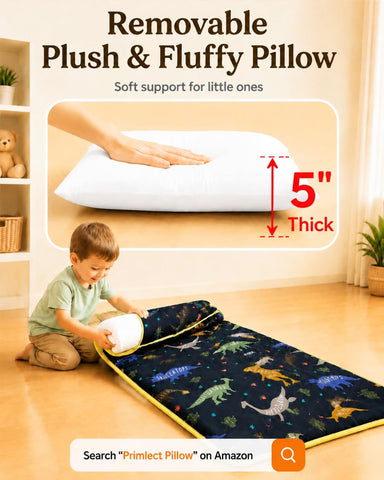Primlect Toddler Nap Mat with Pillow, Thickened Extra Large Sleeping Bag