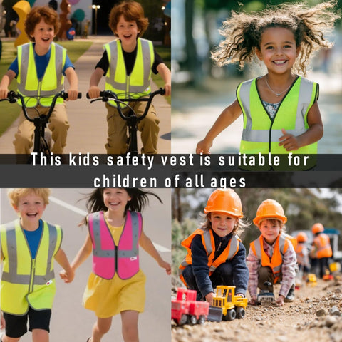 JKSafety Kids Safety Vest Kids Construction Vest with 3M Reflective Tapes High Visibility for Children BK300