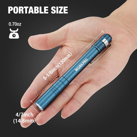 WORKPRO LED Pen Light, Aluminum Pen Flashlight, Pocket Flashlight with Clip