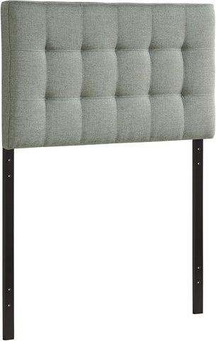 Modway Lily Tufted Linen Fabric Upholstered Twin Headboard in Gray