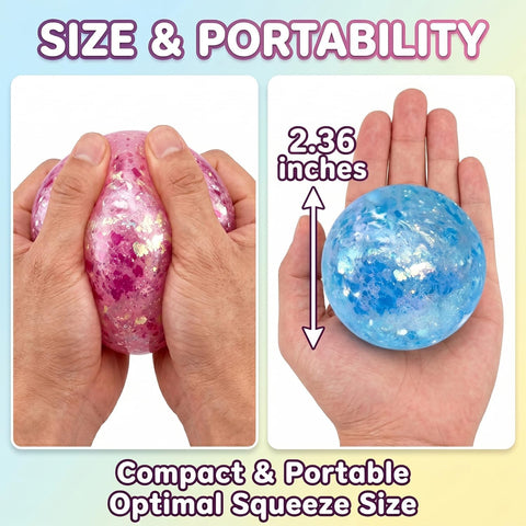 2PCS Coconut Oil Squishy Stress Ball,Handmade Slow Rising Squishy,Non-Sticky Sensory Fidget for Stress Relief Easy to Clean,Improving Focus. (Sequins 2Pcs)