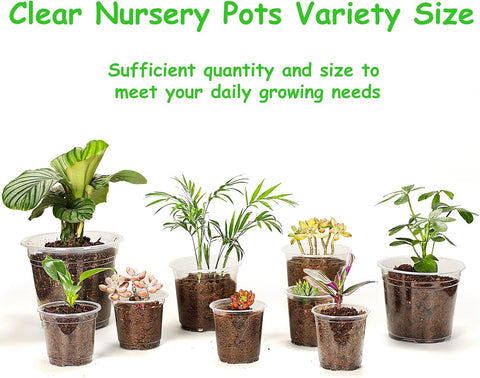 JNYONG 30 Pack 3.5/4/5/6/7 Inch Clear Nursery Pots with Drainage Hole