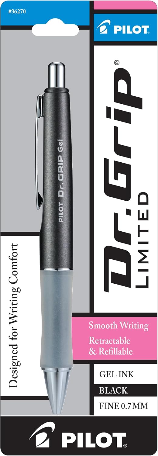 Pilot Dr. Grip Limited Refillable & Retractable Gel Pen, Black, Single Pen