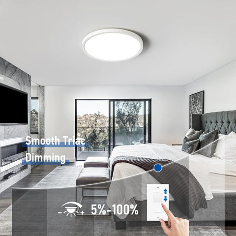 12 Inch Hardwired Dimmable LED Flush Mount Ceiling Light Fixtures, 24W 2640LM 3000K/4000K/5000K, House Upgrade Led Lights for Bedroom Hallway Laundry Room Rental Units, 240W Equiv., Black