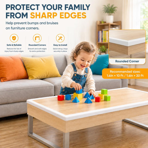 Wall Corner Protector Self-Adhesive Flexible – Durable Rubber, Furniture Edge Guard, Easy to Install, White, Prevents Wall Damage, Ideal for Home or Office Use