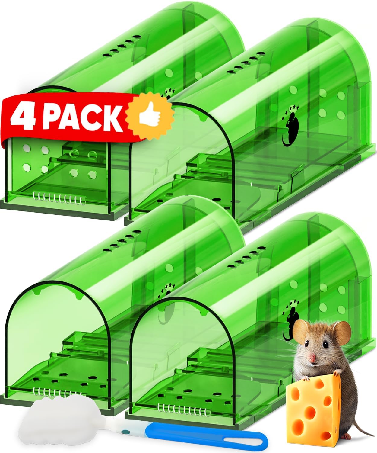 Motel Mouse Humane No Kill Mouse Traps Live Catch & Release - 4 Pack
