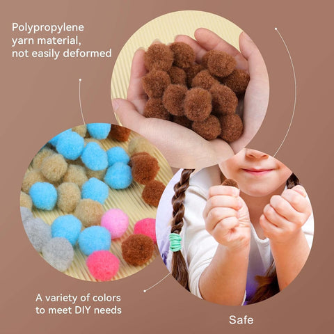 Morfen 150 Pcs Light Brown Craft Pom Poms, 1 Inch Fuzzy Pompom Puff Balls for DIY Arts, Crafts Projects, Birthday Home Decorations (Pack of 2)