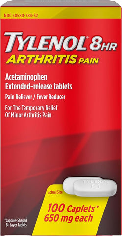 Tylenol 8-Hour Extended Release Caplets, 650 mg Acetaminophen, 100 Ct
