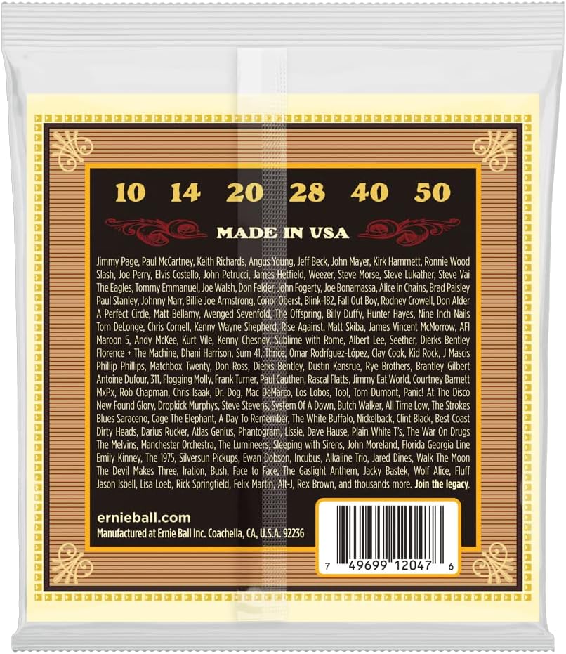 Ernie Ball Earthwood Silk and Steel Extra-Soft Acoustic Guitar Strings, 10-50 Gauge (P02047)