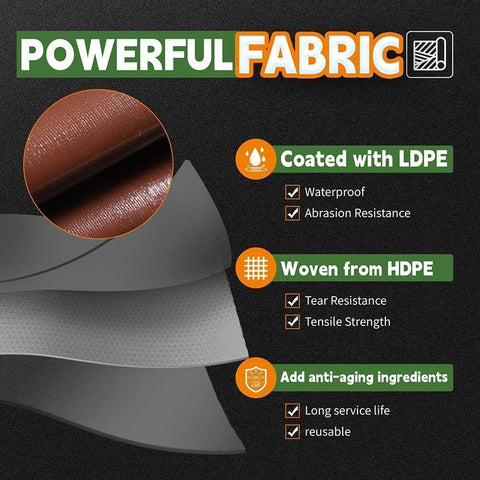 RAINDEWAY Tarp 7x7ft Brown Tarps Heavy Duty Waterproof 18Mil Extra Thick