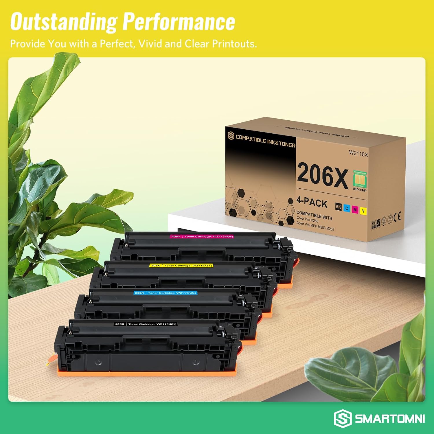 206X Toner Cartridge 4-Pack set Compatible for HP 206A 206X Pro MFP M283cdw