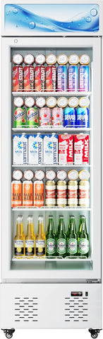 11 Cu.ft White Commercial Display Refrigerator Cooler,Glass Door Beverage Refrigerators with LED Light and 5 Shelves