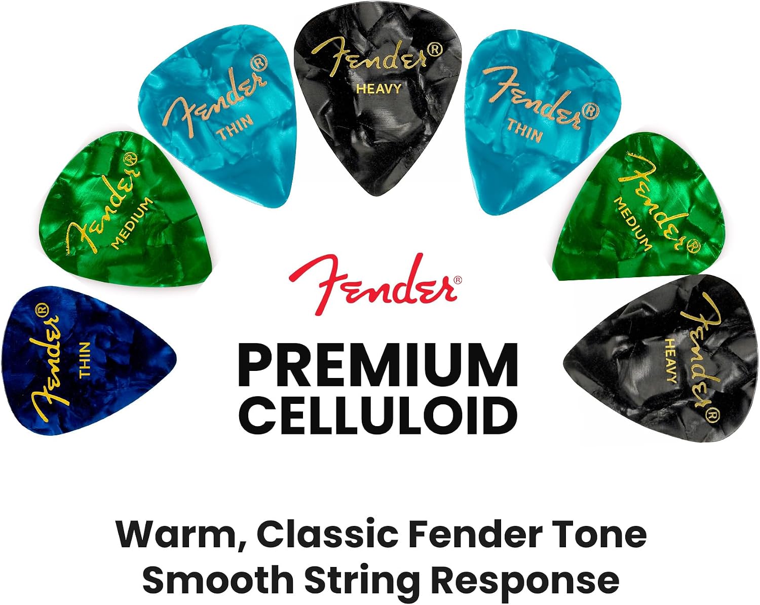 Fender Premium Picks Sampler - 12 Pack Includes Thin, Medium & Heavy Gauges (Austin Bazaar Exclusive)