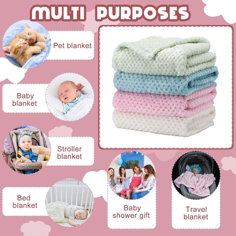 Frienda 4 Pcs Baby Blanket for Girls Boys Infant 32x24,Fresh Color