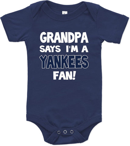 NanyCrafts Baby's Grandpa Says I'm a Yankees Fan Bodysuit, Baby Yankees Fan