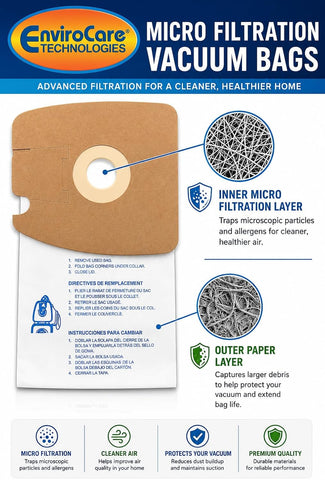 Envirocare Premium Replacement Multi-layer Micro Filtration Vacuum Bags Made to fit Eureka Style MM Eureka Mighty Mite 3670 and 3680 Series Canisters 9 Bags