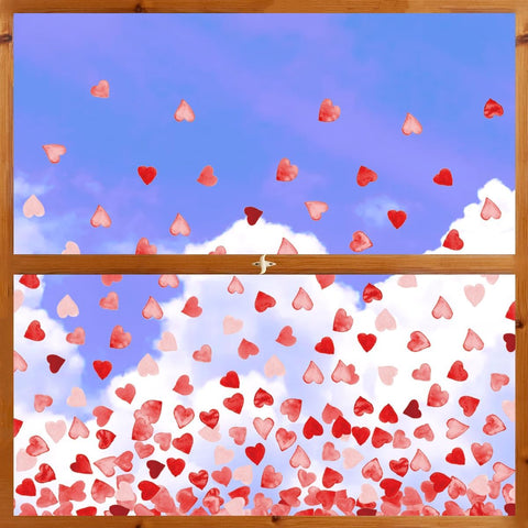 Horaldaily 200 PCS Valentine Window Cling Sticker, Pink Red Tiny Love Hearts Home Party Supplies Shop Window Glass Display Decoration