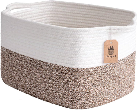 Goodpick Woven Storage Basket for Shelves, 13" x 10" x 9", Brown
